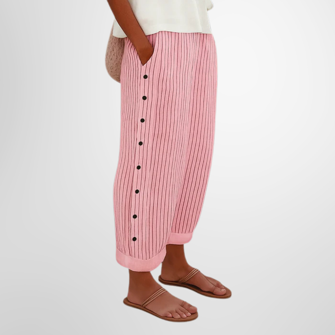 Rosalie | Pantalon rayé bohème femme boutonné