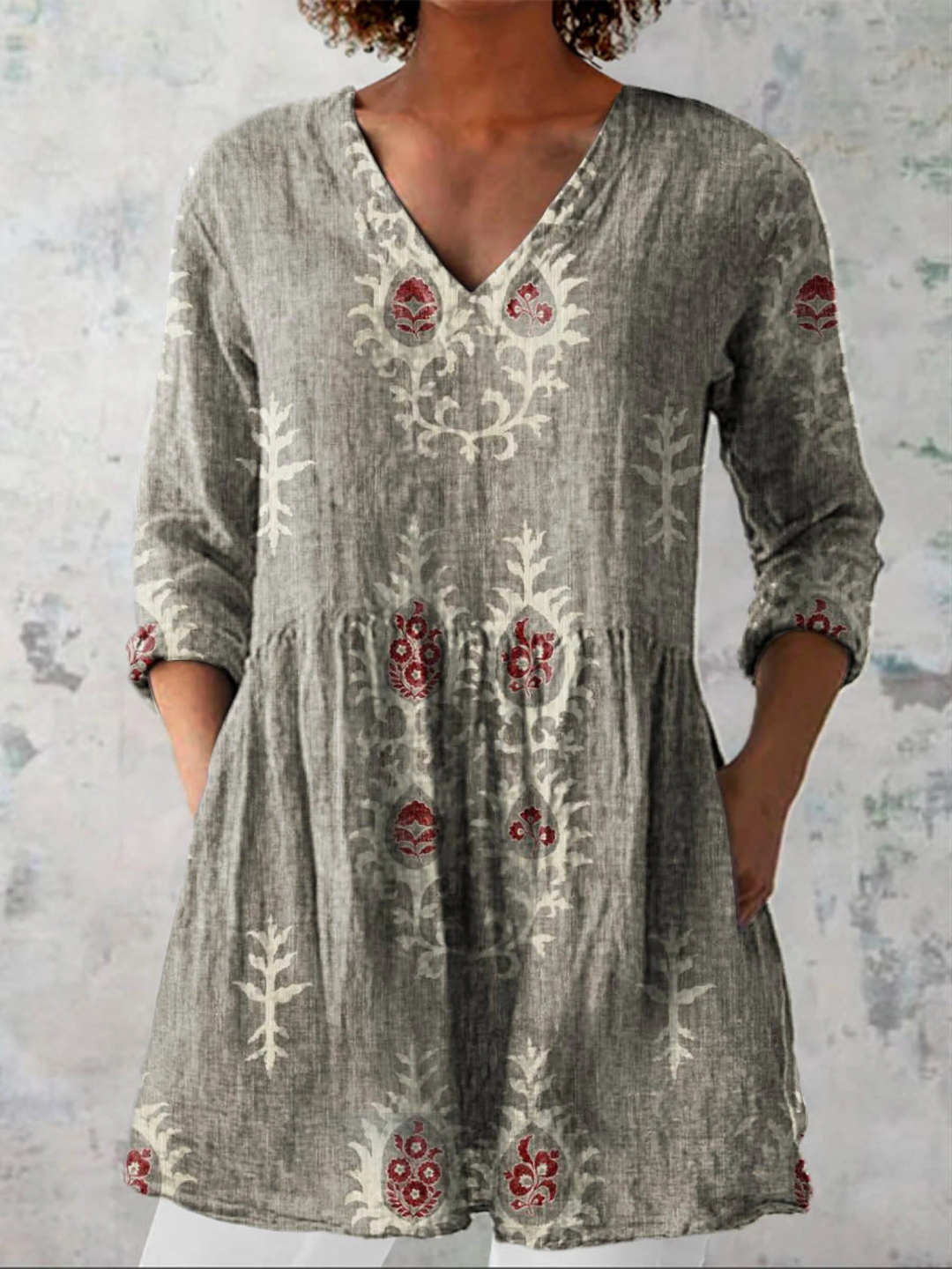 Elise | Blouse longue avec décolleté en V femme