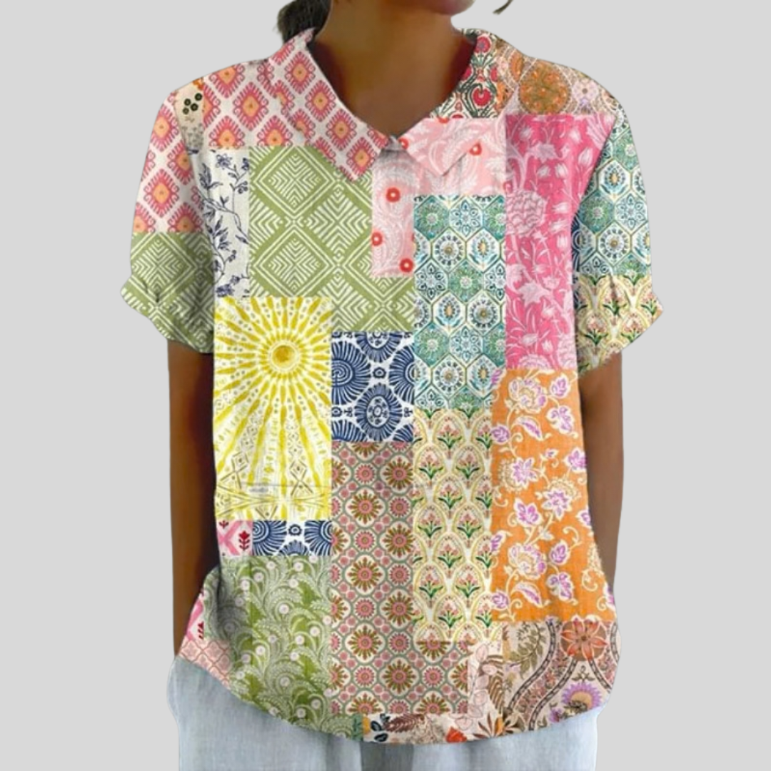 Élina | Blouse patchwork artistique femme