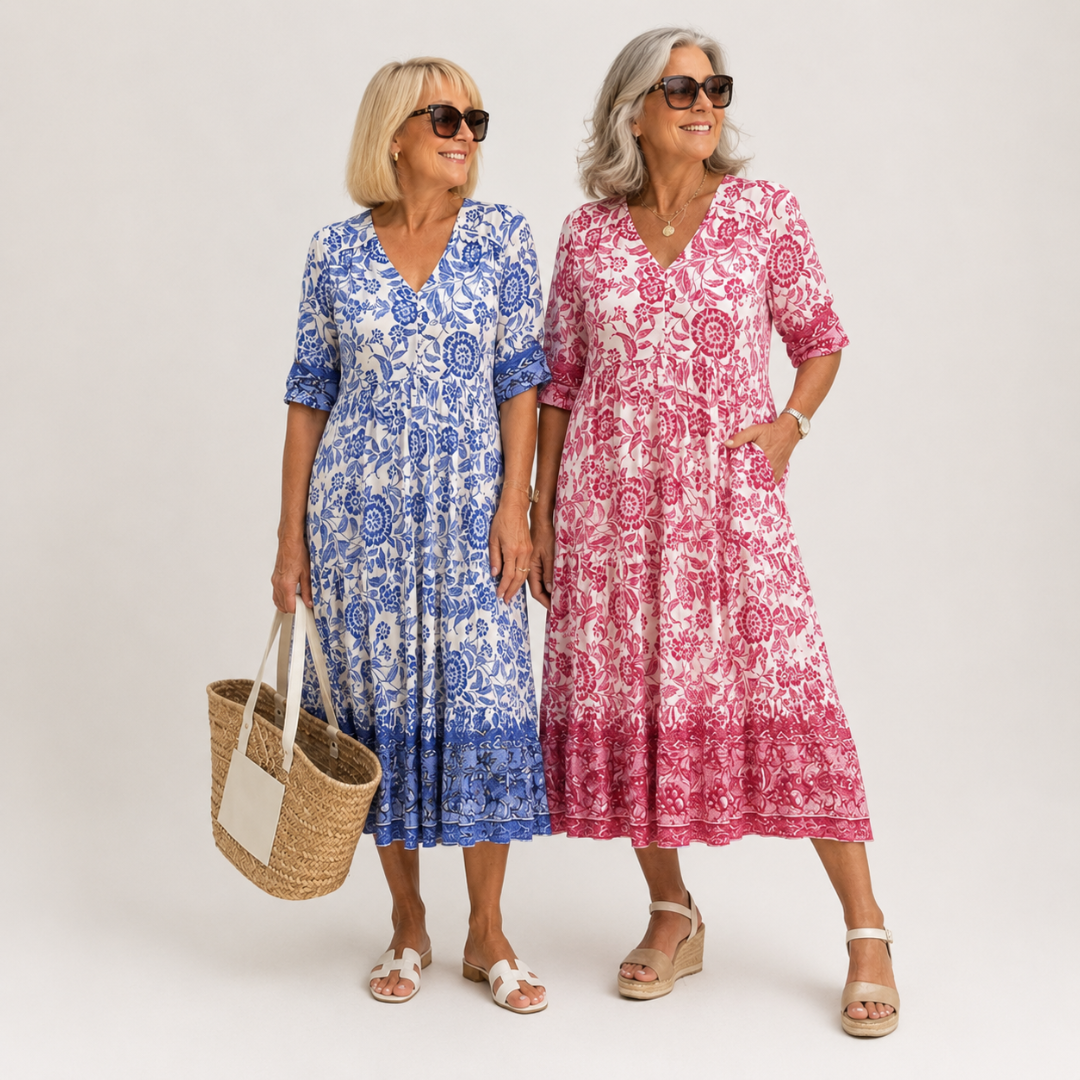 Isabelle | Robe fleurie V-neck élégante femme