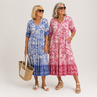 Isabelle | Robe fleurie V-neck élégante femme