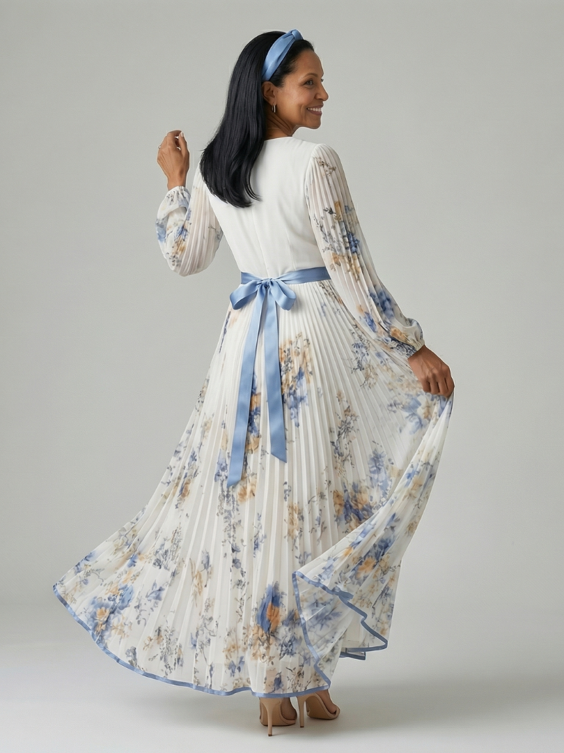 Claudine | Robe midi drapée plissée femme