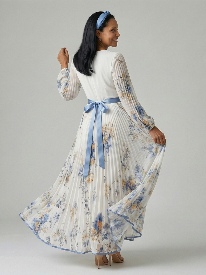 Claudine | Robe midi drapée plissée femme