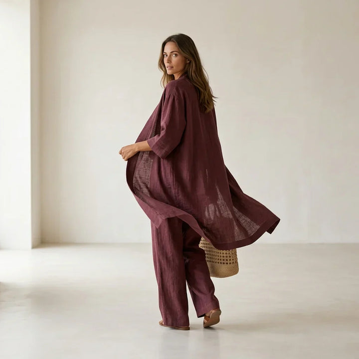 Océane | Ensemble Trois Pièces Élégant en Lin Femme