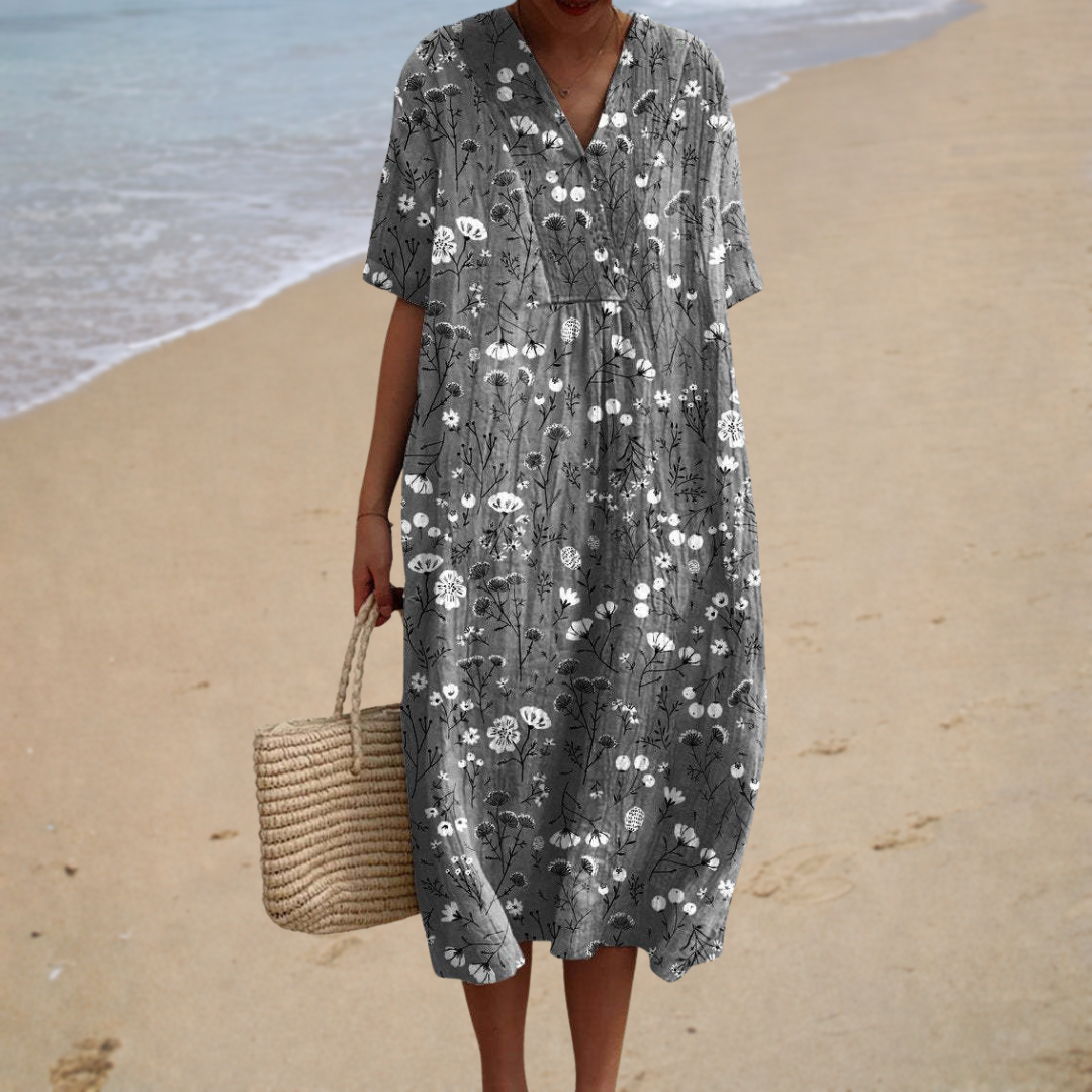 Charlotte | Robe Longue Fleurie Minimaliste Femme