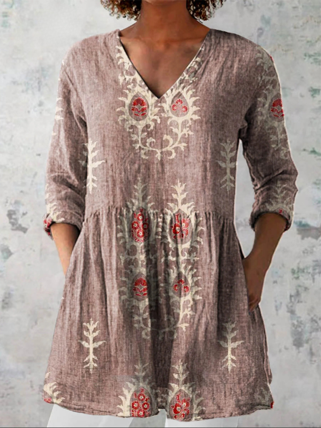 Elise | Blouse longue avec décolleté en V femme