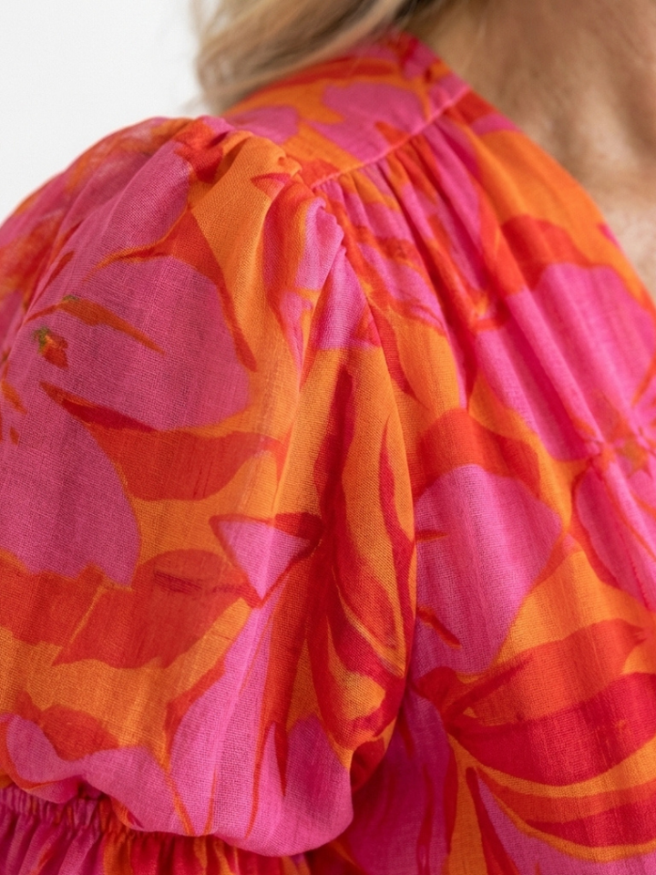 Juliet | Robe midi à manches bouffantes et décolleté en V floral femme