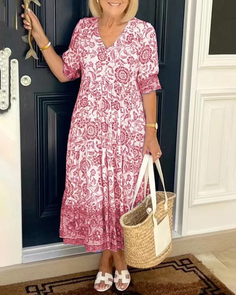 Keisha | Robe fleurie décolleté en V élégante femme