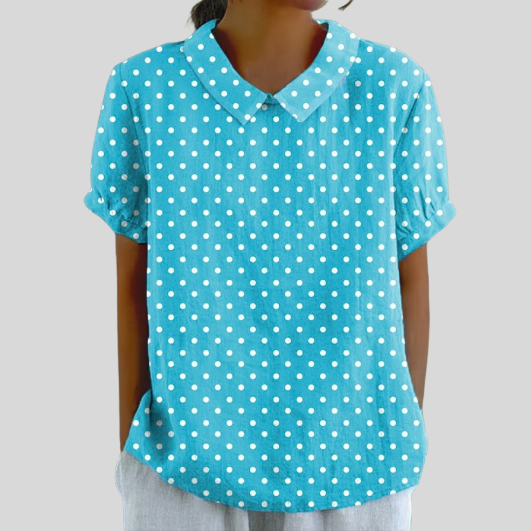 Lucette | Blouse pois turquoise femme