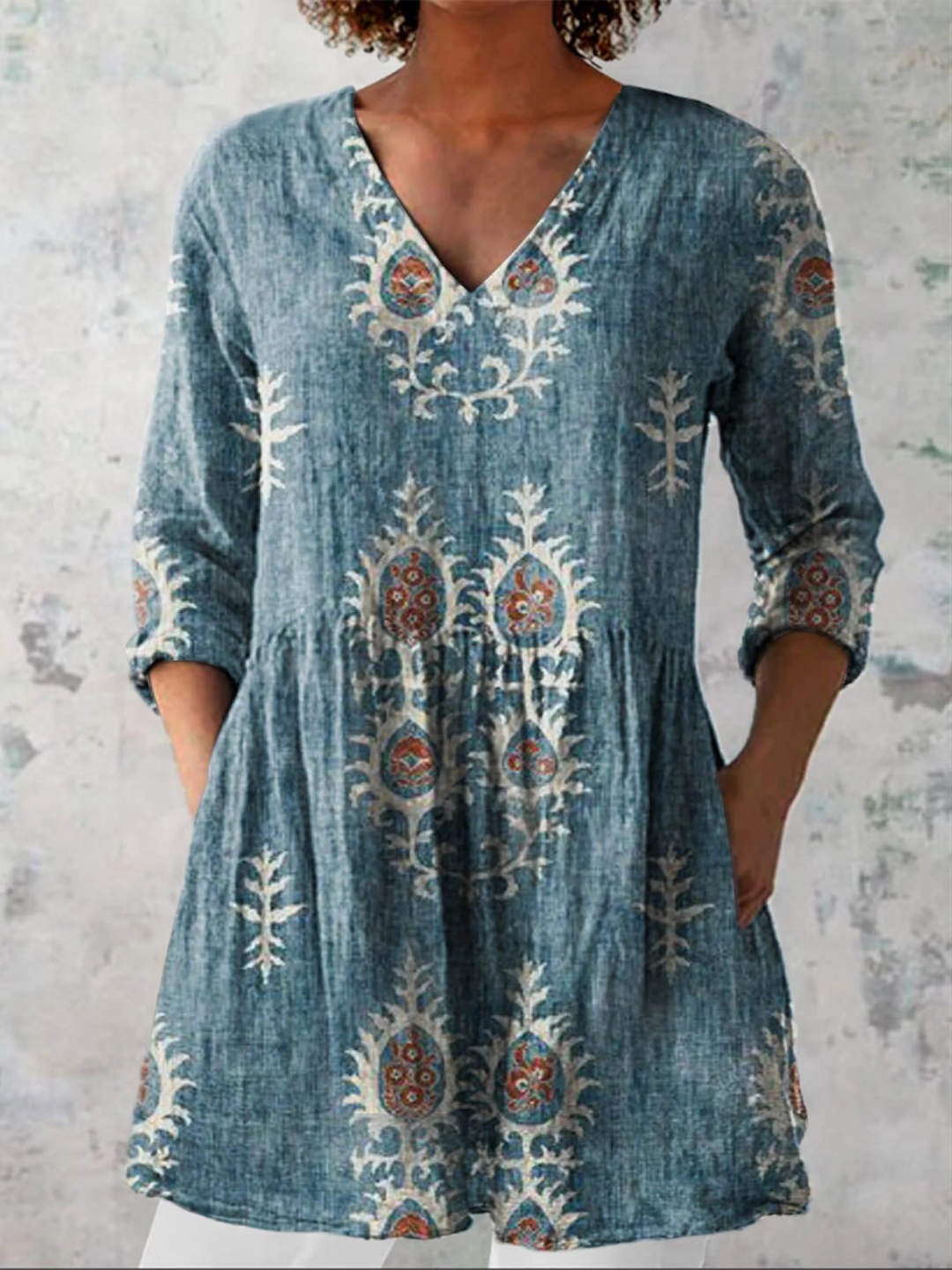 Elise | Blouse longue avec décolleté en V femme