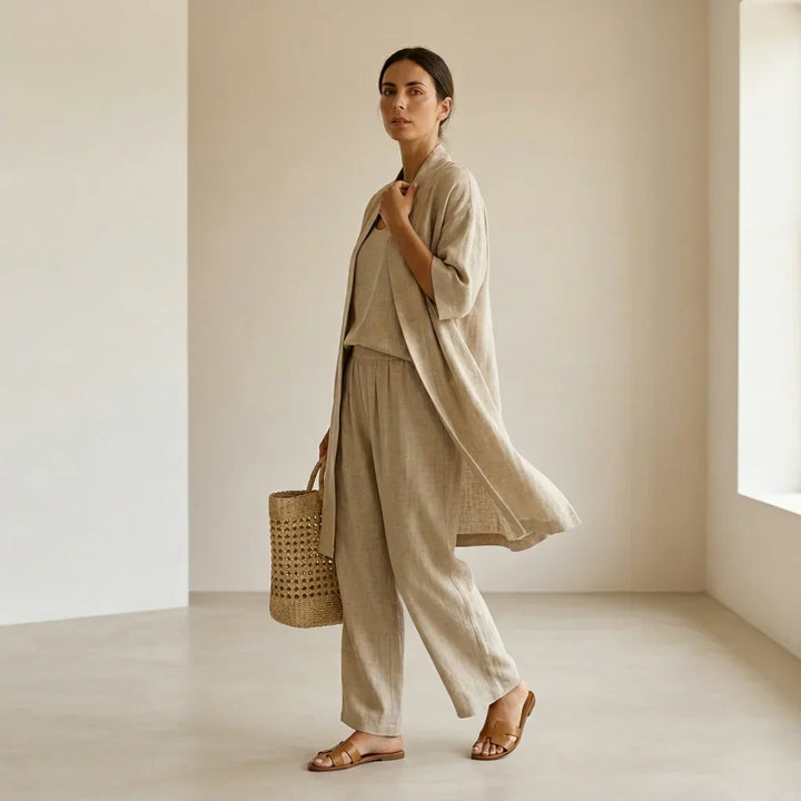 Océane | Ensemble Trois Pièces Élégant en Lin Femme