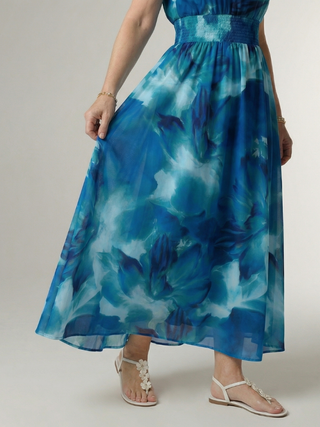 Michelle | Robe midi à encolure halter froncée femme