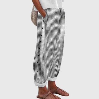 Rosalie | Pantalon rayé bohème femme boutonné
