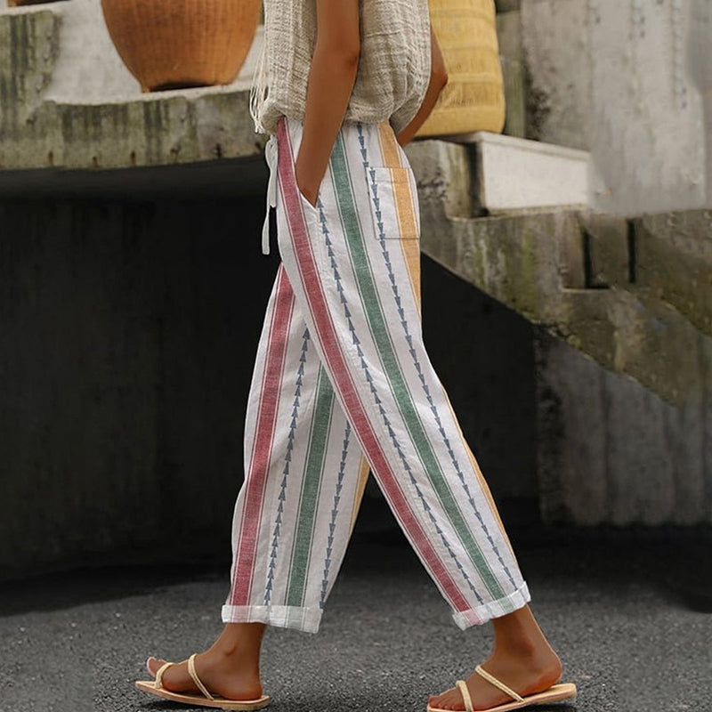 Léonie | Pantalon rayé femme estival