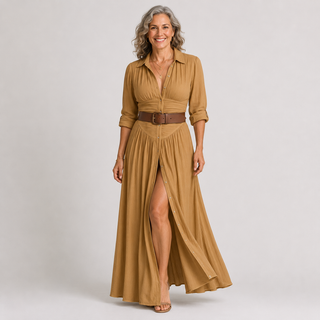 Éléonore | Robe maxi longue avec col noté femme