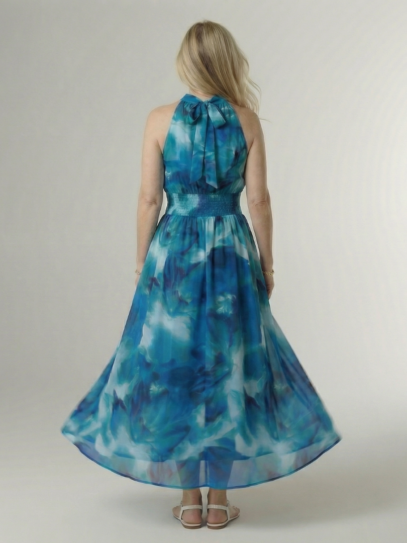 Michelle | Robe midi à encolure halter froncée femme