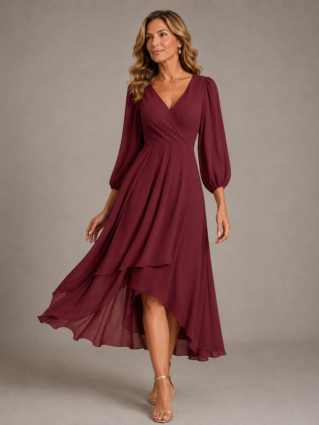 Agnès | Robe longue élégante à col V femme
