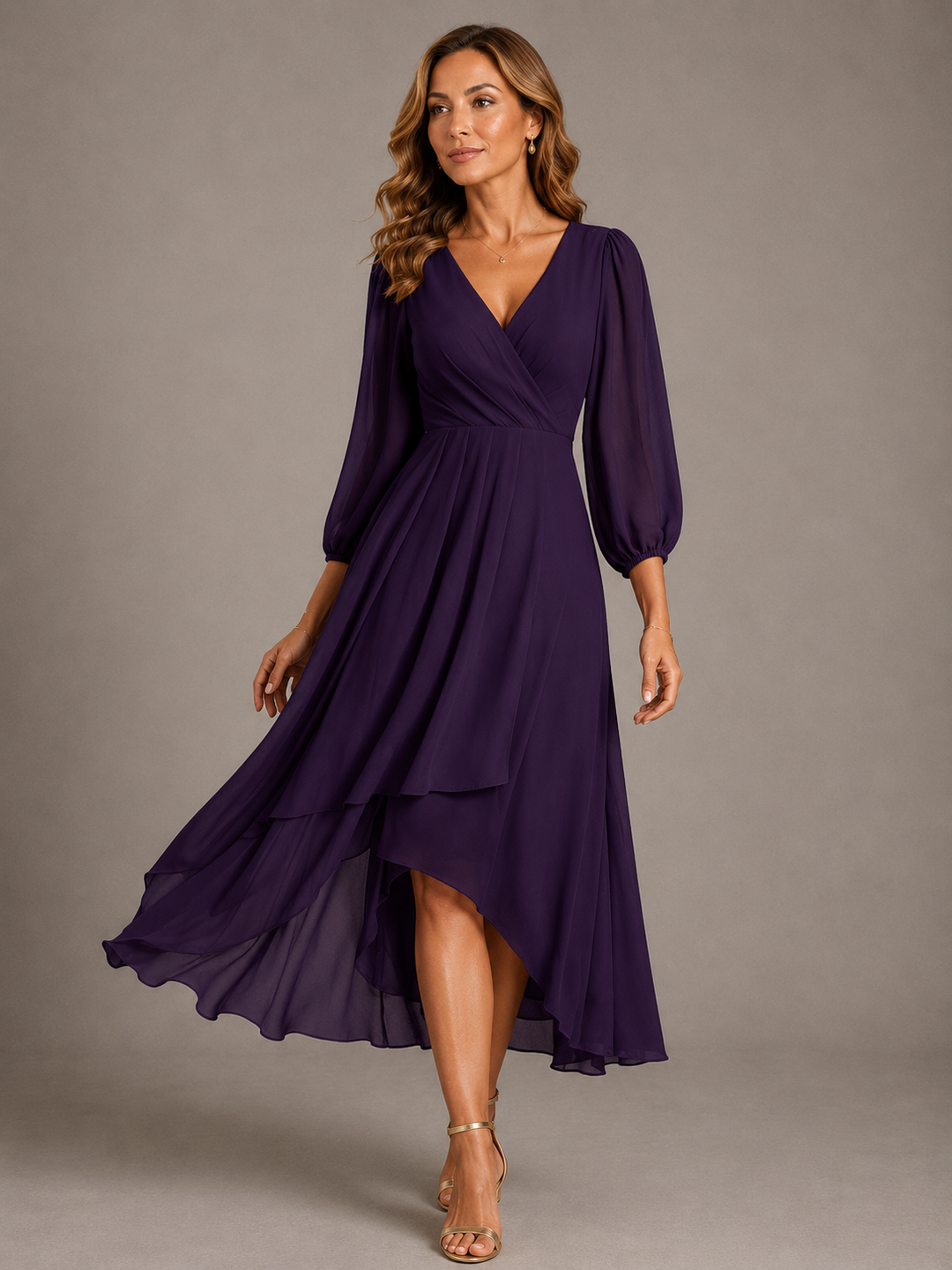 Agnès | Robe longue élégante à col V femme