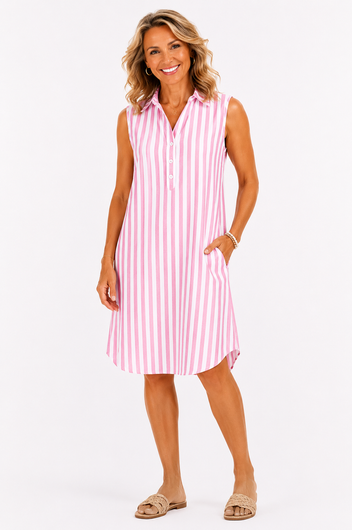 Merel — Robe chemise femme à rayures
