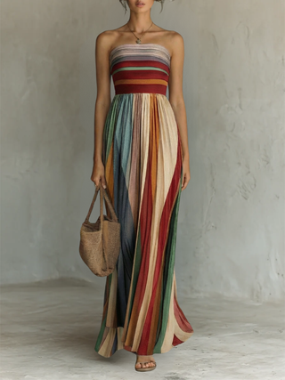 Camille | Robe Longue Colorée à Panneaux Sans Manches Femme