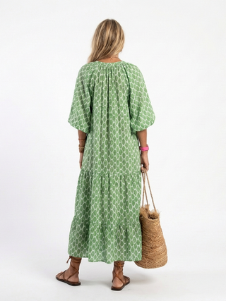 Leah | Robe midi à manches trois quarts et décolleté en V à motifs femme