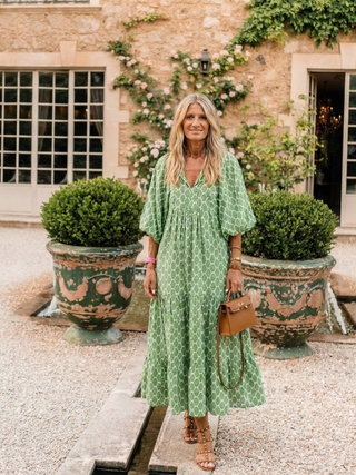 Leah | Robe midi à manches trois quarts et décolleté en V à motifs femme