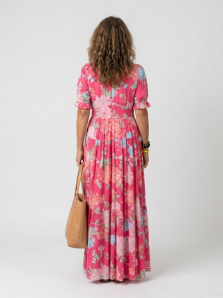 Leila | Robe midi fleurie à manches courtes et décolleté en V femme