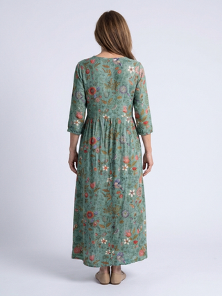 Joan| Robe maxi à manches trois-quarts en V florale femme