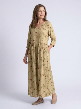 Joan| Robe maxi à manches trois-quarts en V florale femme