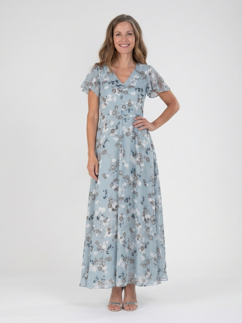 Élisabeth | Robe maxi en chiffon floral femme