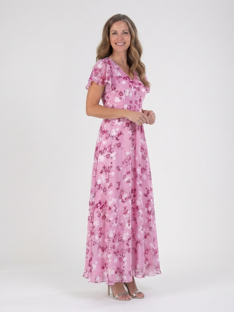 Élisabeth | Robe maxi en chiffon floral femme