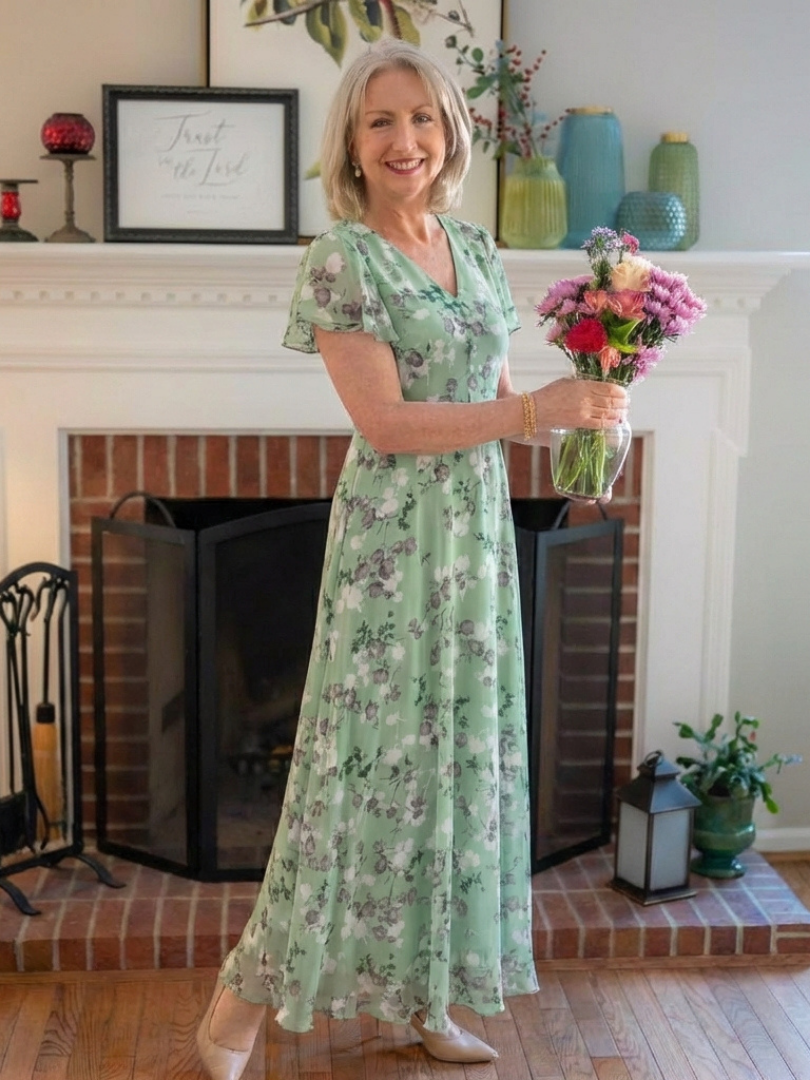 Élisabeth | Robe maxi en chiffon floral femme