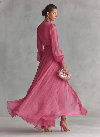 Solange | Robe Longue en Chiffon avec Perles et Décolleté en V Femme