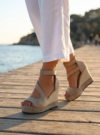 Monica — Sandales compensées femme en corde