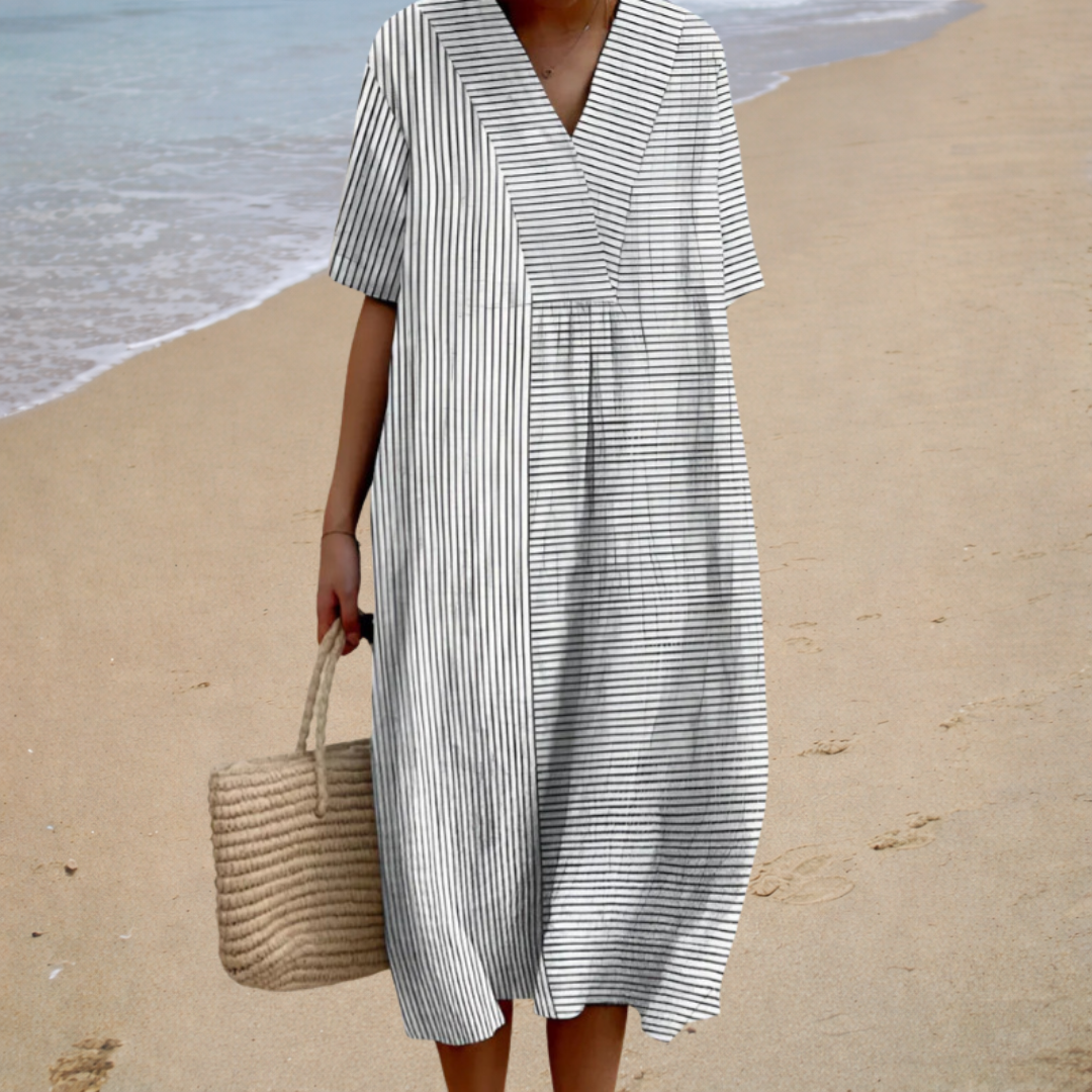 Elayne | Robe Midi Rayée Femme