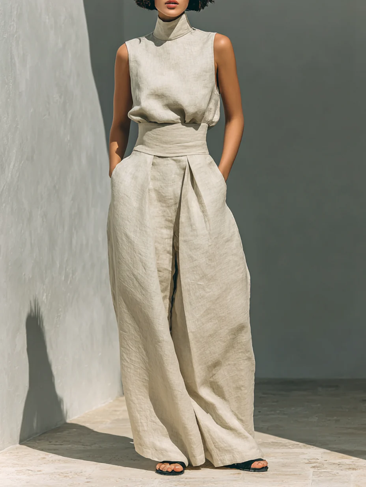 Aurora | Ensemble femme élégant sans manches et pantalon large