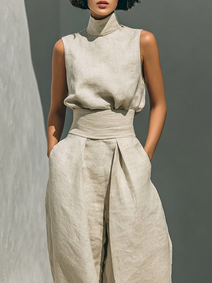 Elyna | Ensemble Top sans Manches et Pantalon Large Femme
