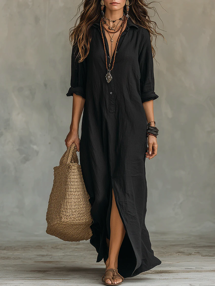 Soline | Robe maxi femme à boutons