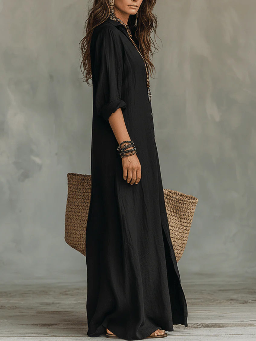 Soline | Robe maxi femme à boutons