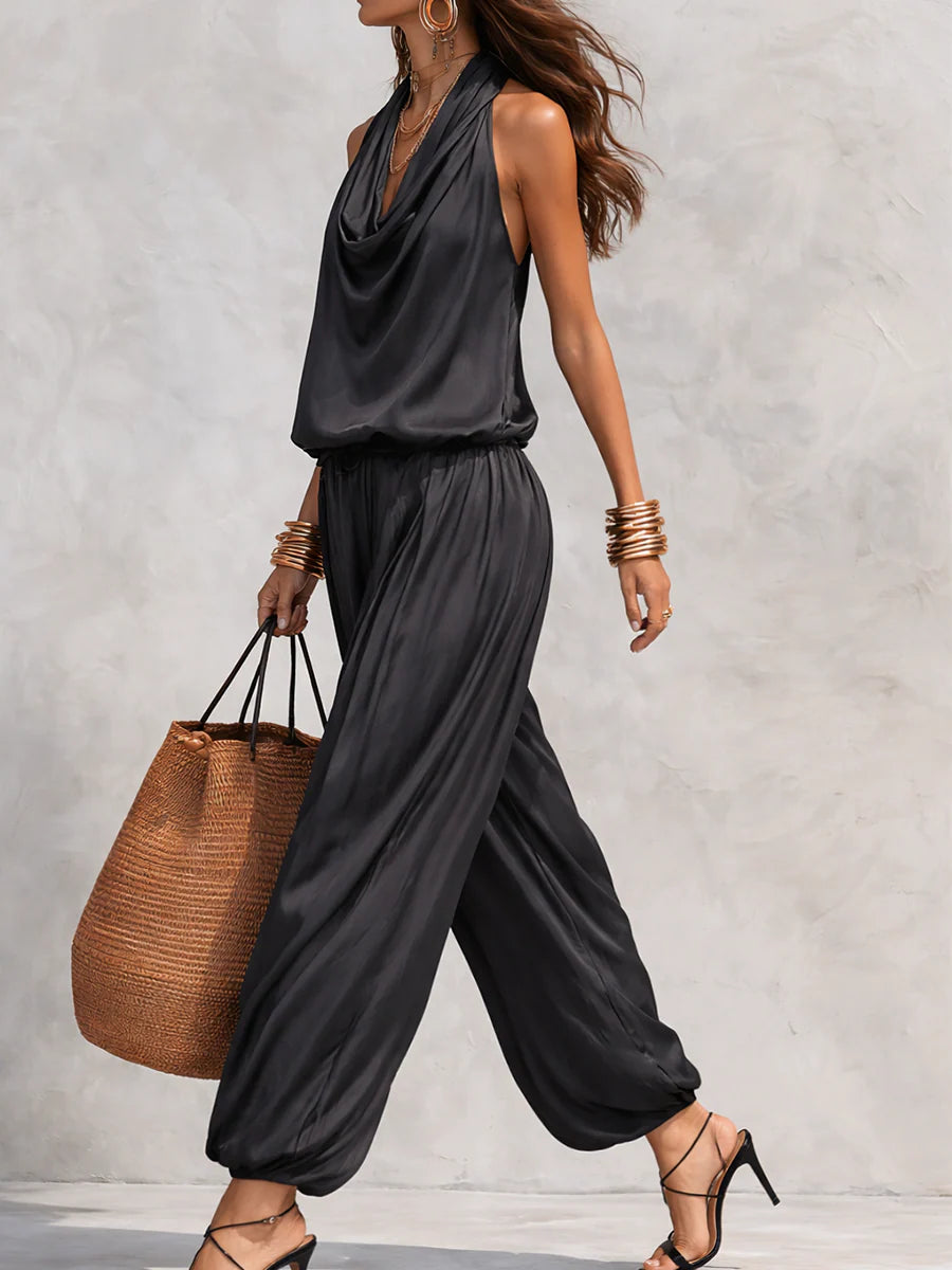 Lucie | Ensemble Top à Col Halter et Pantalons Plissé Femme