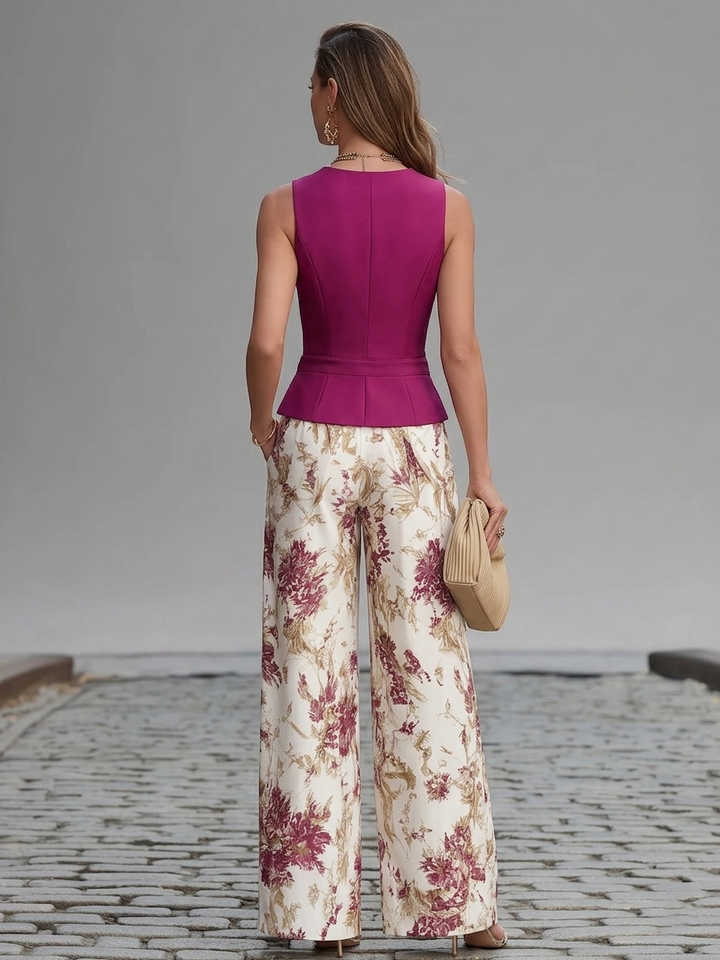 Solène | Ensemble de Pantalons Imprimé Floral Femme