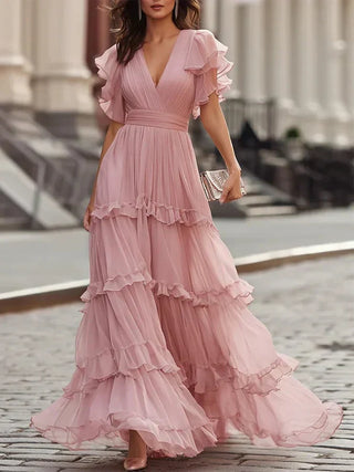 Madeline | Robe de mariée maxi élégante rose pâle femme