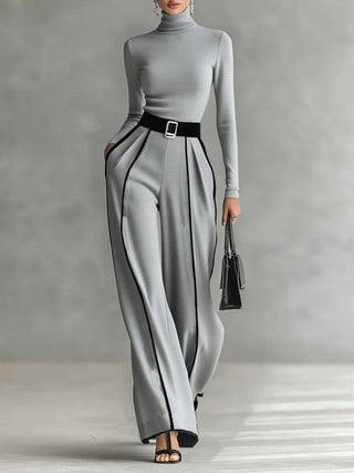 Solana | Ensemble pantalon large femme élégant à col roulé
