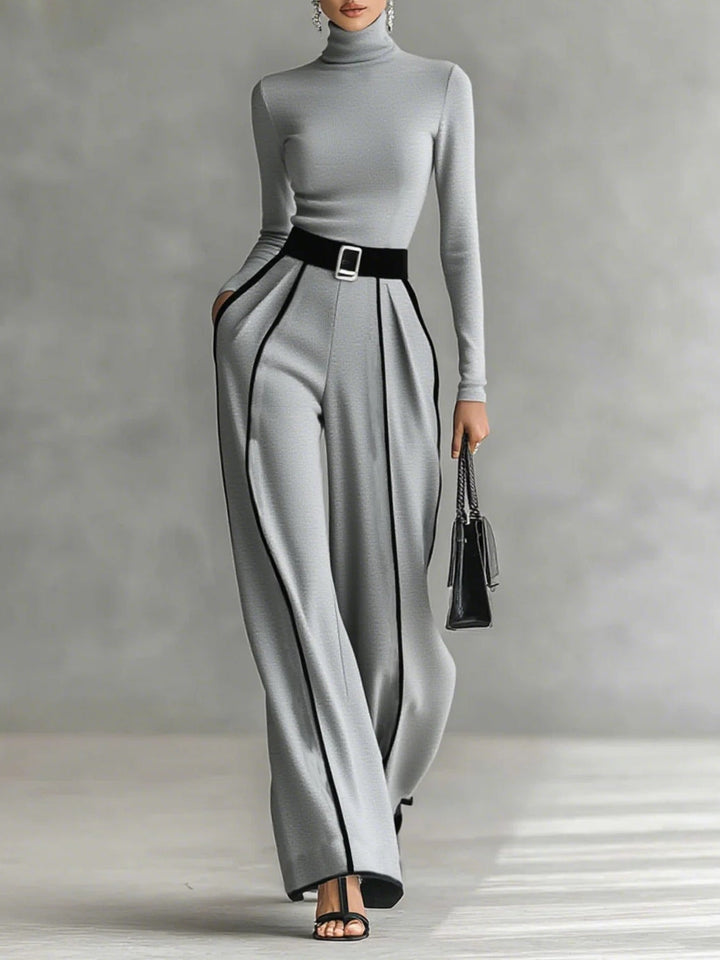 Solana | Ensemble pantalon large femme élégant à col roulé