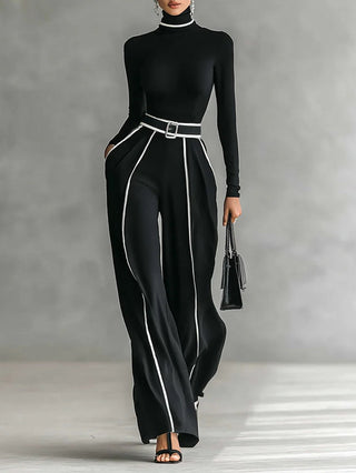 Solana | Ensemble pantalon large femme élégant à col roulé