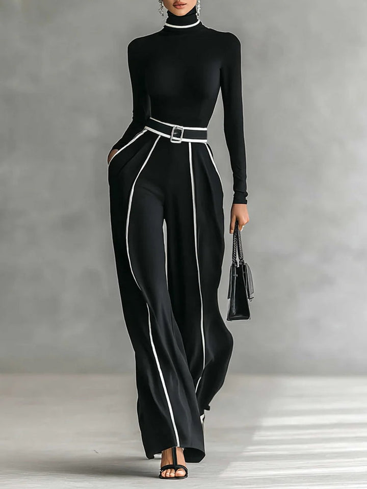 Solana | Ensemble pantalon large femme élégant à col roulé