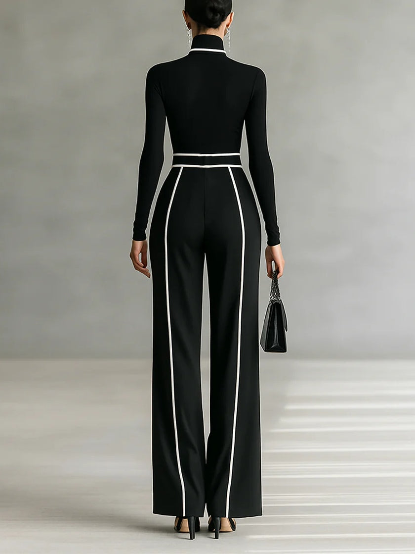 Solana | Ensemble pantalon large femme élégant à col roulé