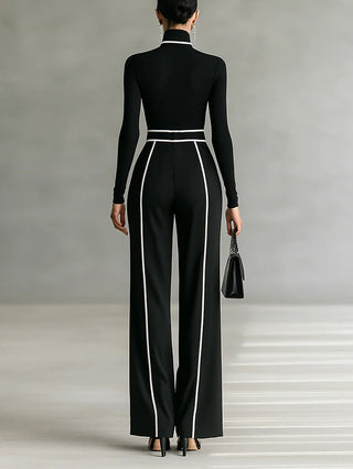 Solana | Ensemble pantalon large femme élégant à col roulé