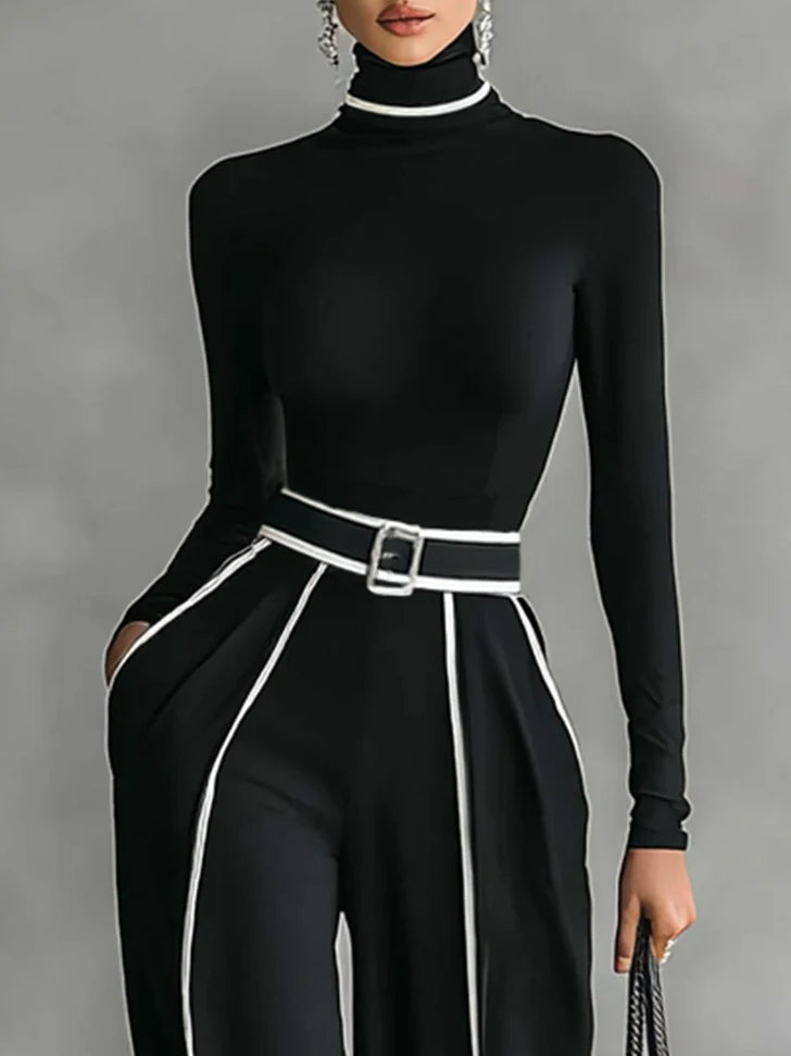 Solana | Ensemble pantalon large femme élégant à col roulé