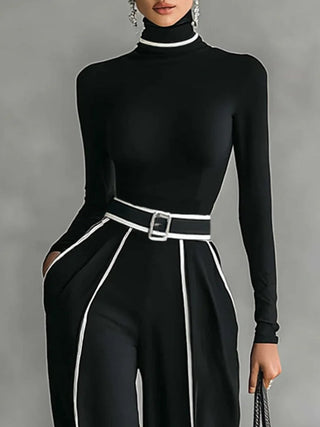Solana | Ensemble pantalon large femme élégant à col roulé